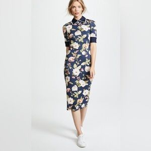 Alice + Olivia Navy Floral Polo Midi Dress Size 2